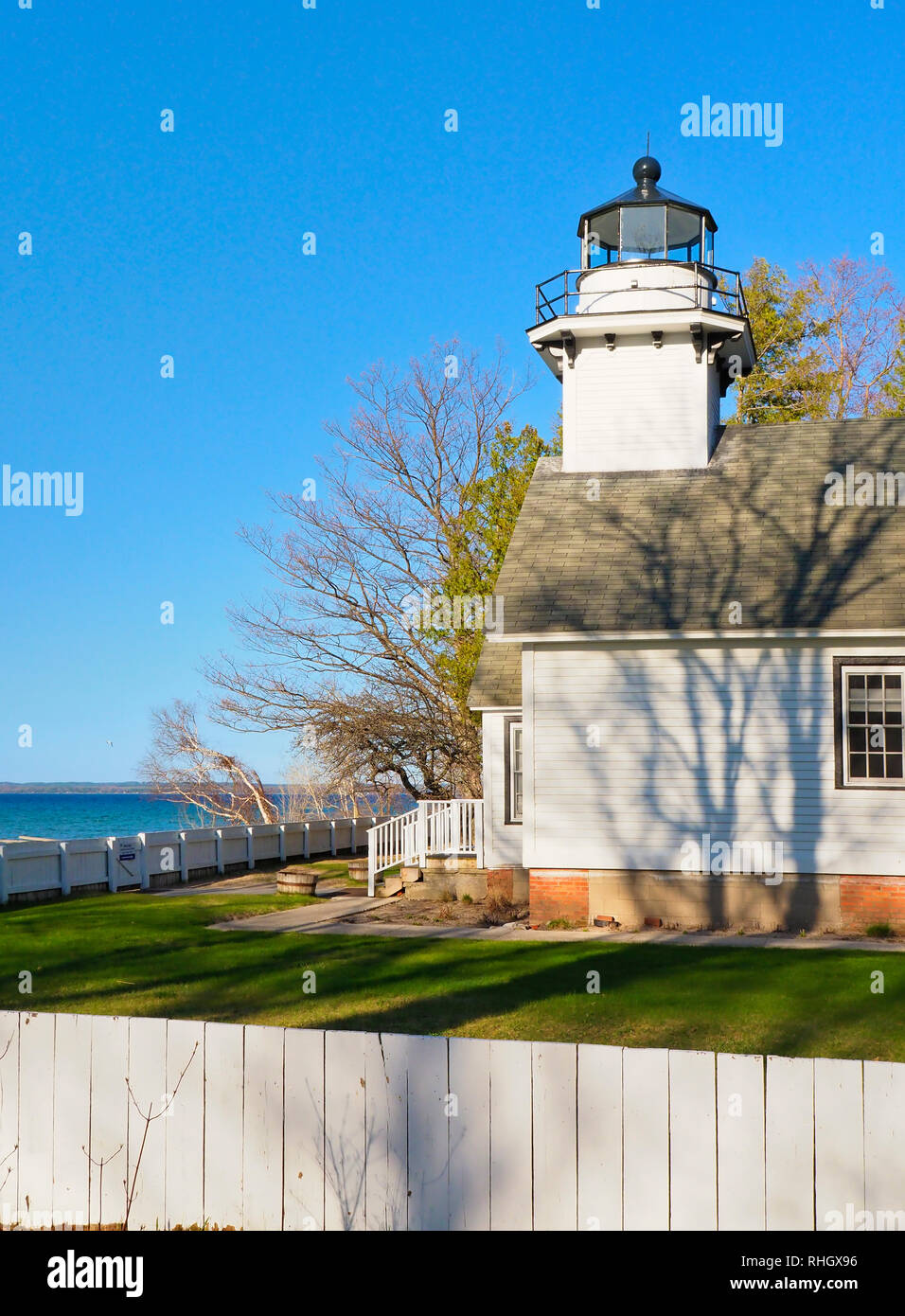 La vieille Mission Point Light, la Vieille Mission State Park, Minervois, la vieille mission, Michigan, USA Banque D'Images