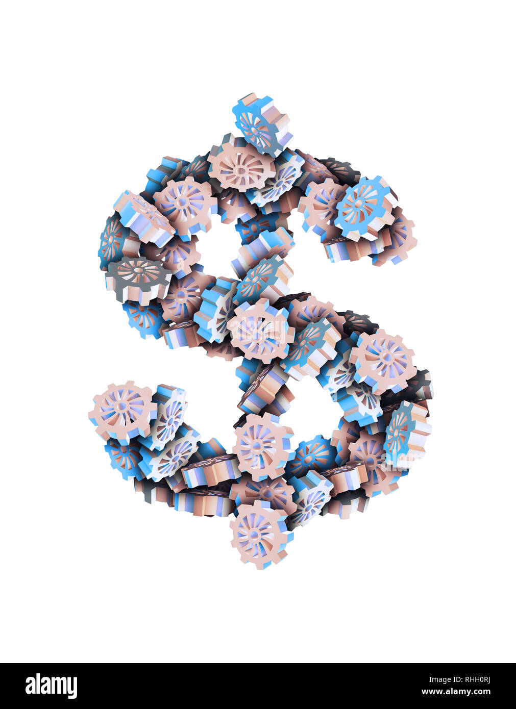 Symbole dollar composé de pignons Banque D'Images