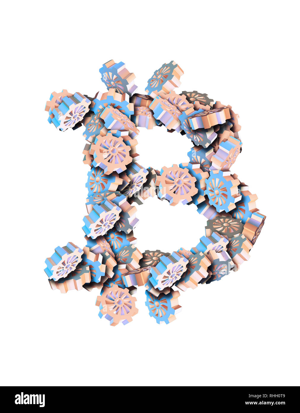 Symbole Bitcoin composé d'engrenages Banque D'Images