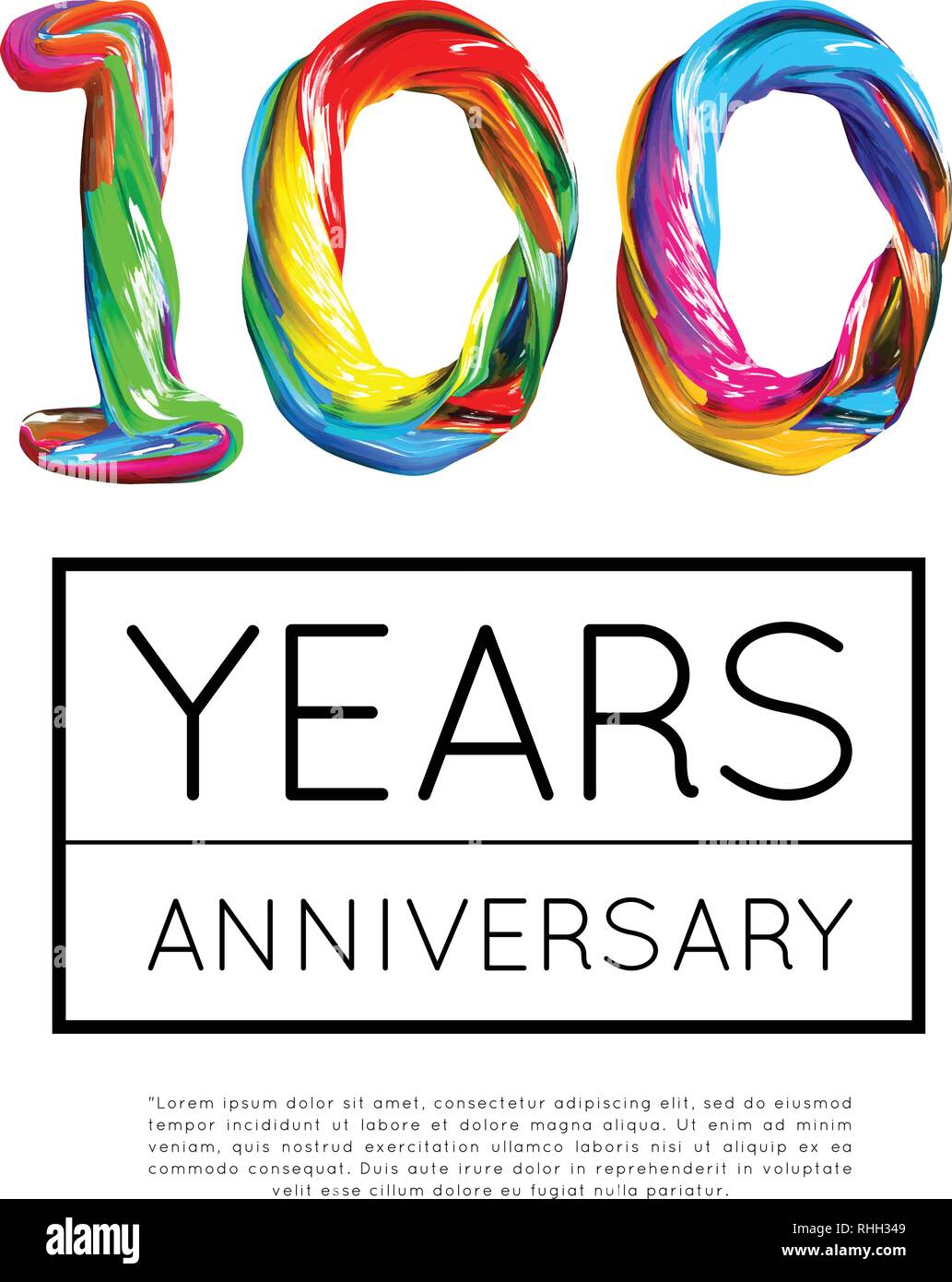 100e Anniversaire Felicitations Pour Une Societe Ou Une Personne Sur Fond Blanc Vector Image Vectorielle Stock Alamy