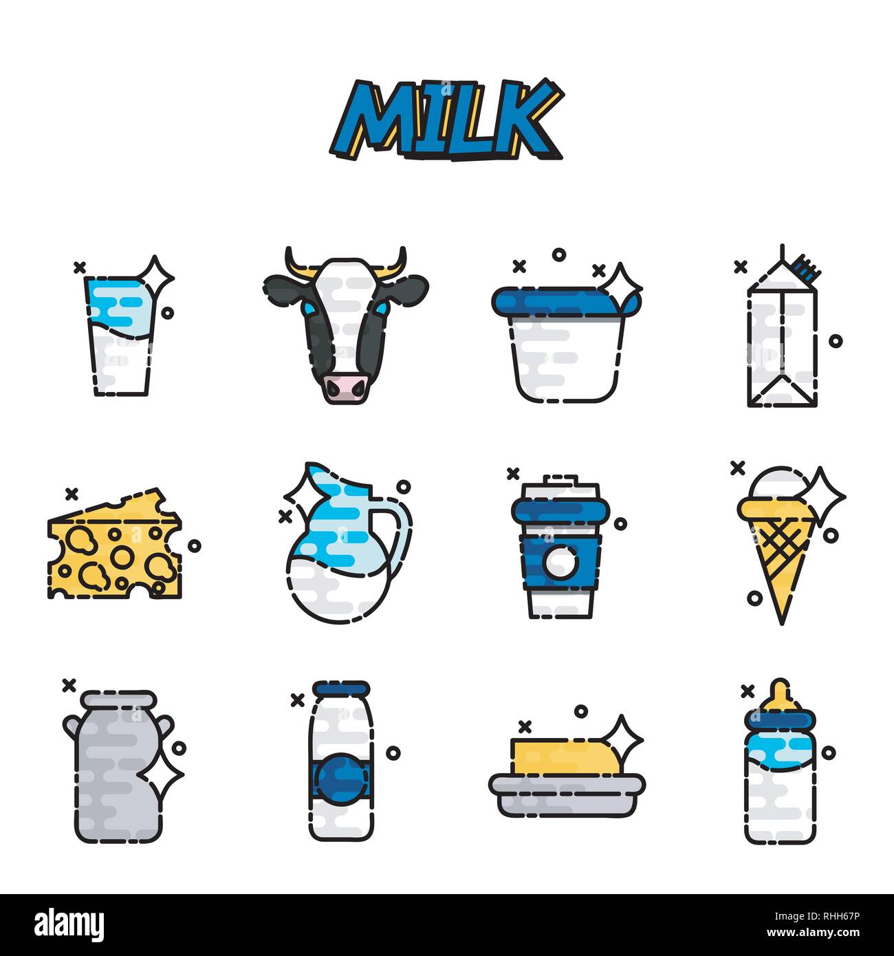 Télévision lait icons set. Illustration vectorielle, EPS 10 Illustration de Vecteur