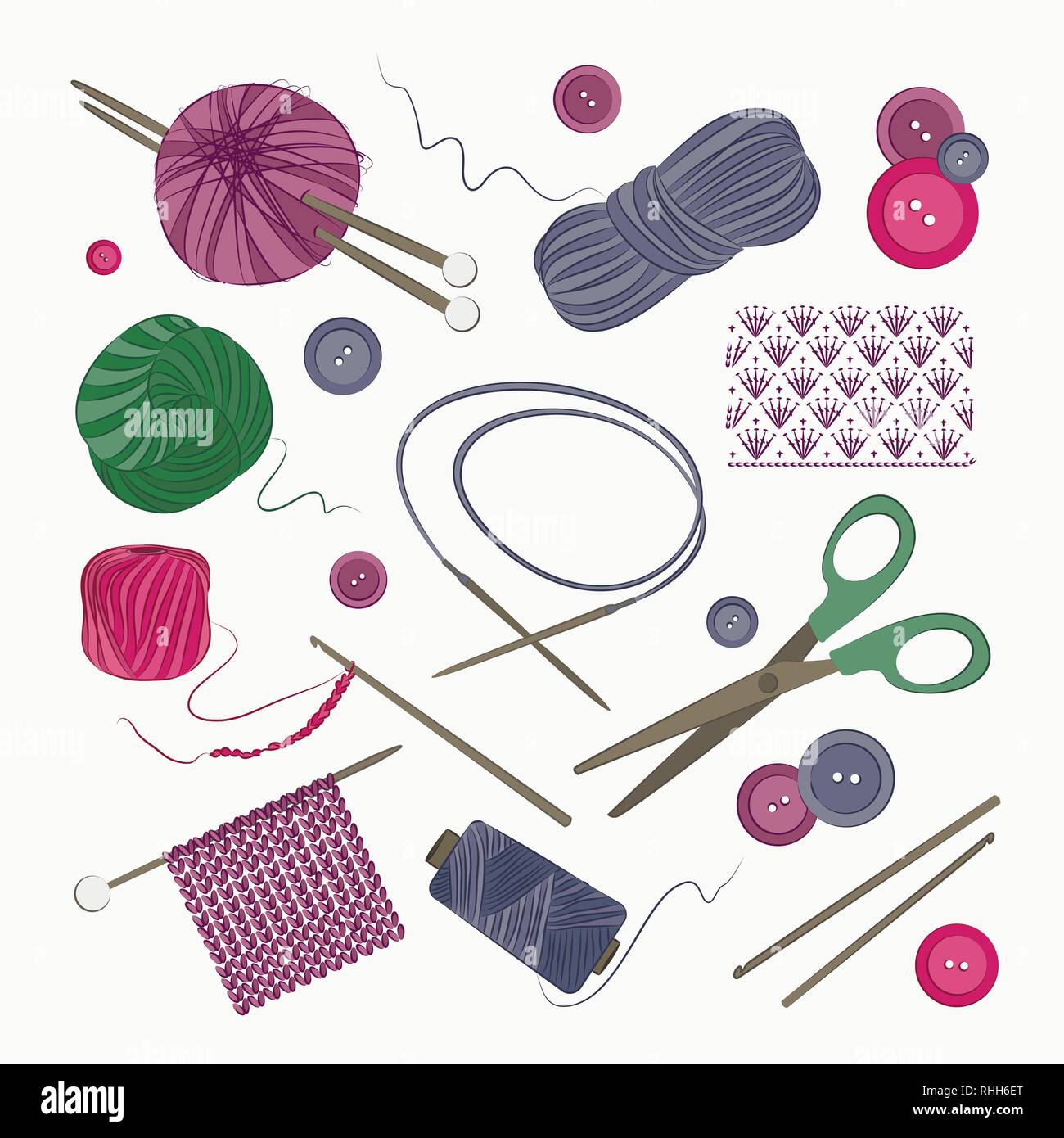 Tricot et crochet. Illustration vectorielle, EPS 10 Image Vectorielle Stock  - Alamy