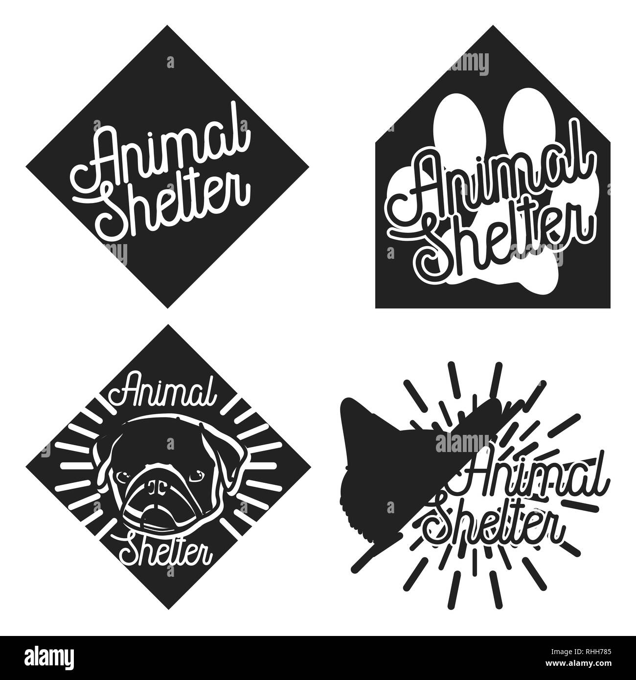 Vintage animal shelter emblèmes. Illustration vectorielle, EPS 10 Illustration de Vecteur