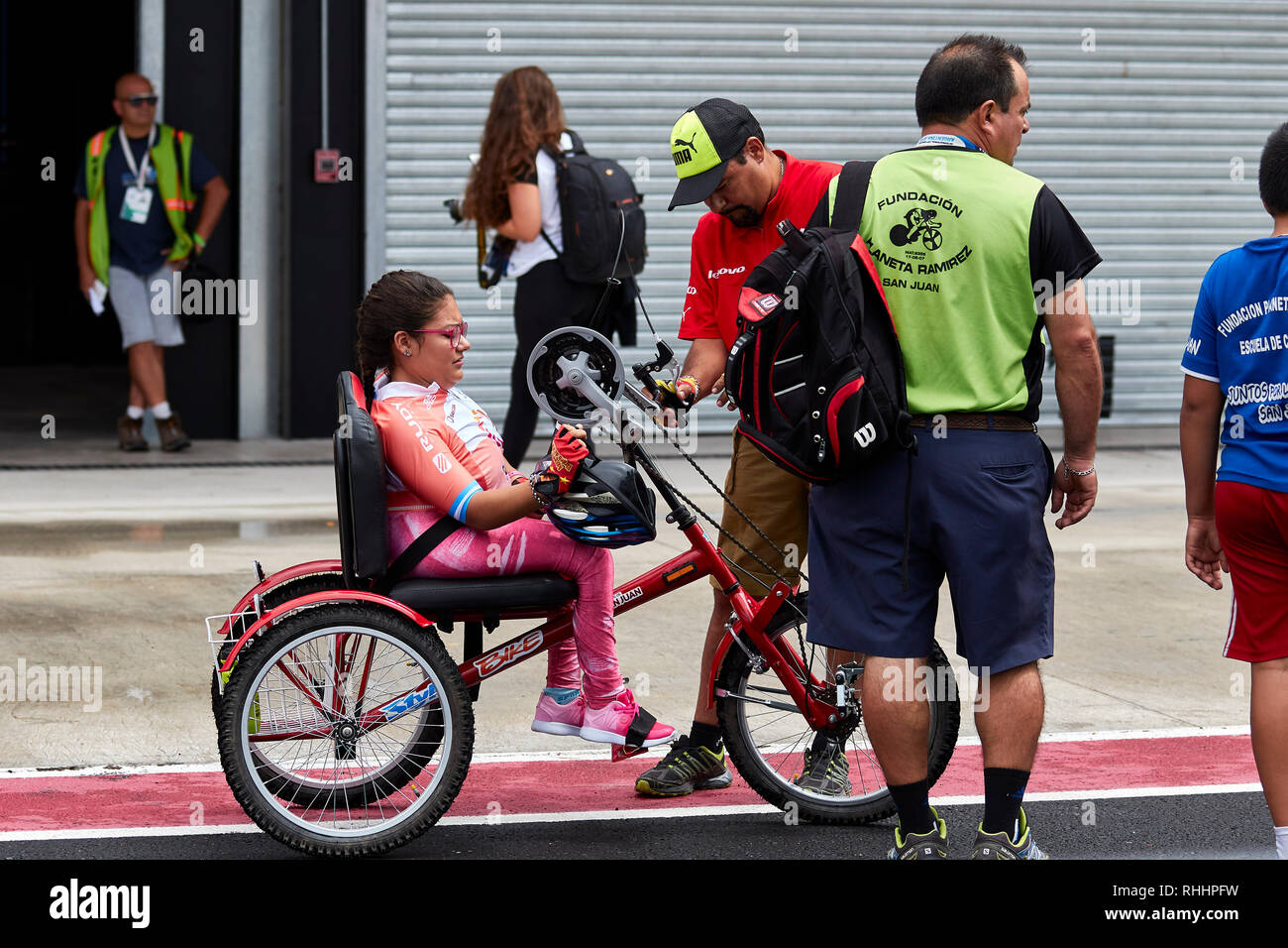 Mendoza, Argentine. Feb 2019 2ème. Vélo adapté, au cours de l'étape 6 153,5 km. Circuito San Juan Villicum dans le 37e Tour de San Juan 2019 02 février 2019, à San Juan, Argentine. Crédit : Alexis Lloret/Alamy Live News Banque D'Images