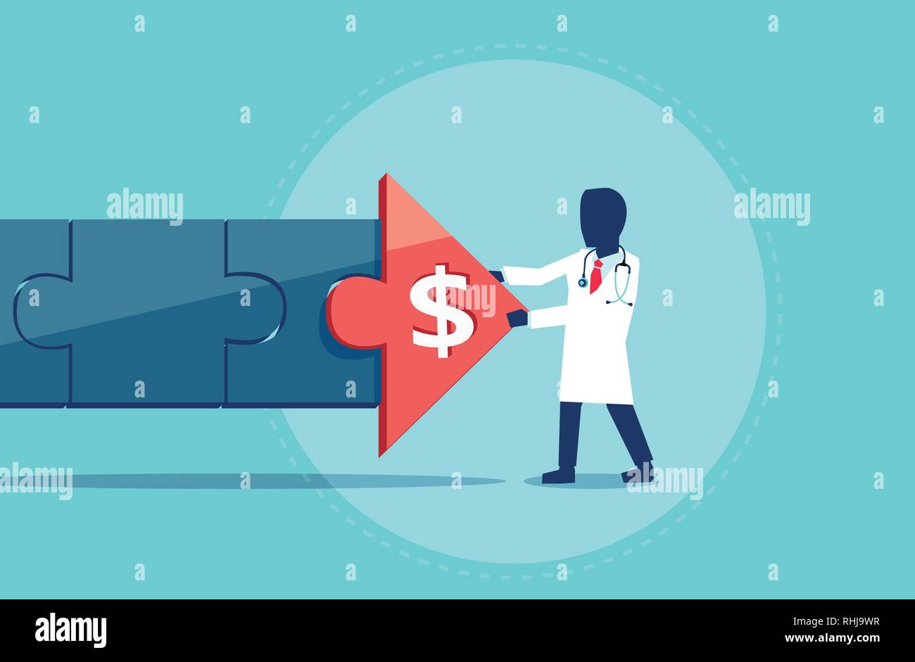 Vecteur d'un fournisseur de soins de santé médecin l'ajout de pièce de  puzzle pour healthcare cost sur fond bleu Image Vectorielle Stock - Alamy