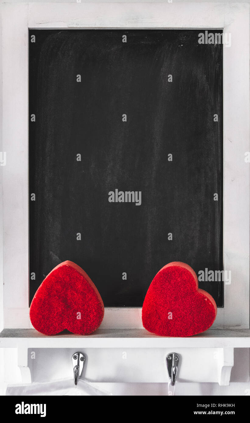Tableau noir fond vertical valentine day tableau vide encadrée Banque D'Images