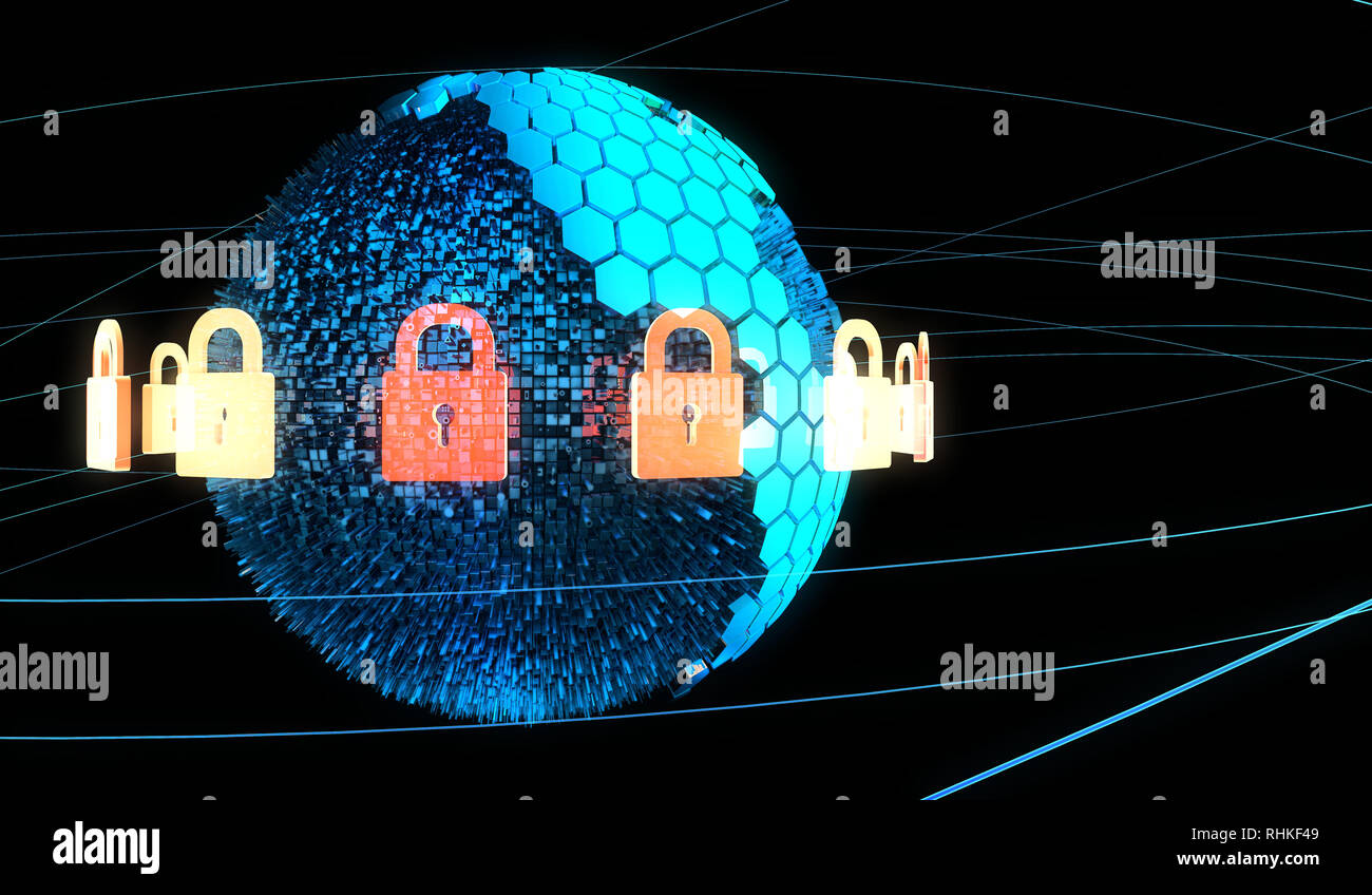 Internet technologie intelligente de la Terre, protection des données réseau Banque D'Images
