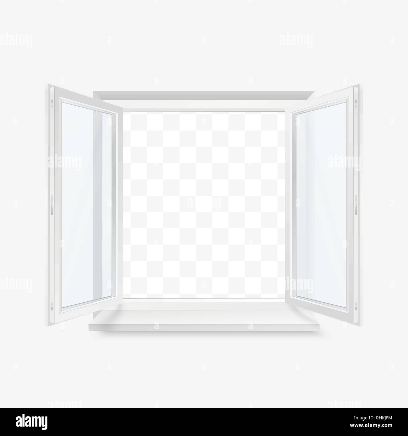 White Bureau fenêtre en plastique. Vue avant de la fenêtre. Vector illustration isolé sur fond transparent Illustration de Vecteur