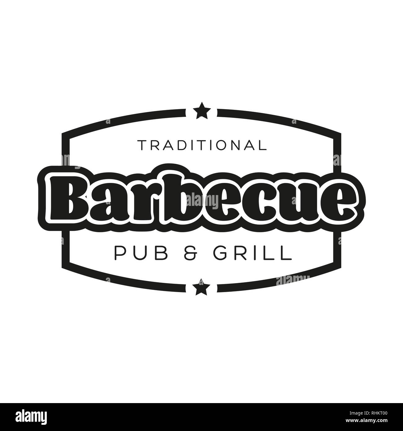 Barbecue et grill traditionnel pub sign Illustration de Vecteur