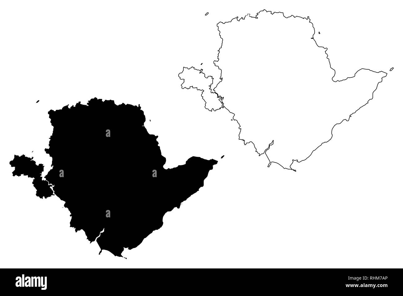 Anglesey (Royaume-Uni, pays de Galles, Cymru, principaux domaines de Galles) map vector illustration, croquis Gribouillage à l'île d'Anglesey site Illustration de Vecteur