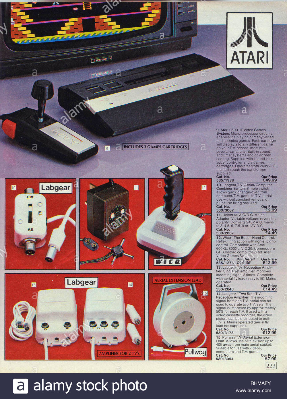 JT'Atari 2600 jeux vidéo, système de 1985 articles Catalogue Argos Banque D'Images