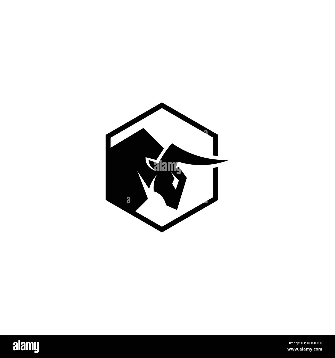 Bull logo design, vecteur icône sur fond blanc Illustration de Vecteur