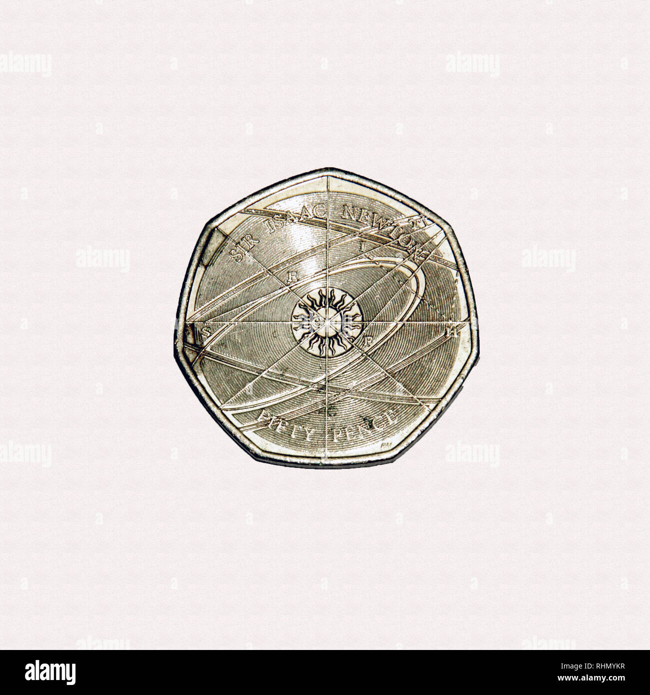 En édition limitée 50p pièces commémorative de Sir Isaac Newton l'influente scientist Banque D'Images