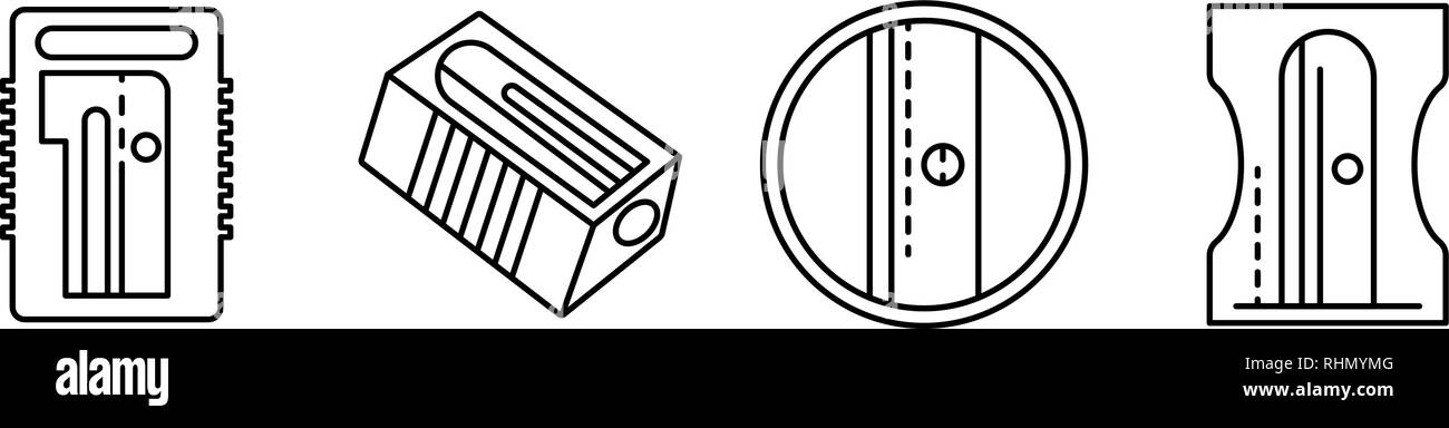 Les icônes de l'affûteur, jeu de style contour Illustration de Vecteur