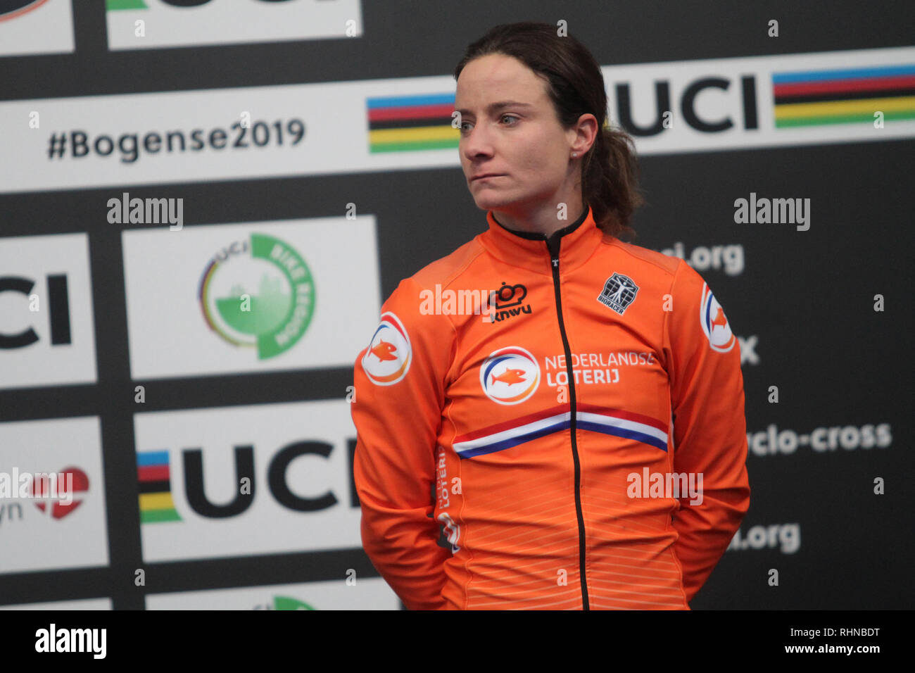 02-02-2019 : WK wielrennen : Veldrijden : Bogense : Lucinda Brand thrilling na het halen van de medaille zilver : Crédit photos Orange/Alamy Live News vof Banque D'Images