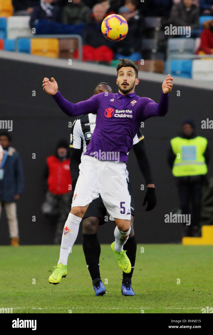 Udine, Italie. 06Th Feb 2019. Foto LaPresse/Andrea Bressanutti 03/02/2019 Udine (Italie) Sport Calcio Udinese vs Fiorentina - Campionato di Calcio Serie A 22^ Giornata - Stade "Arena" Dacia Nella foto : ceccherini Photo LaPresse/Andrea Bressanutti Février 03, 2019 Udine (Italie) Sports Football Udinese vs Fiorentina - Italien de Football League un jour^ 22 - "Dacia" Arena Stadium Dans le pic : ceccherini Crédit : LaPresse/Alamy Live News Banque D'Images