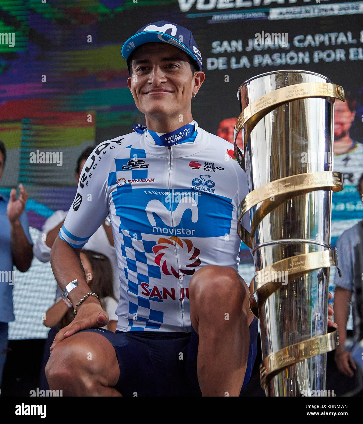 L'Argentine. 06Th Feb 2019. MENDOZA, ARGENTINE - 03 février : Winner Anacona a remporté le 37e Tour de San Juan 2019 sur février 03, 2019 à San Juan, Argentine. Crédit : Alexis Lloret/Alamy Live News Banque D'Images