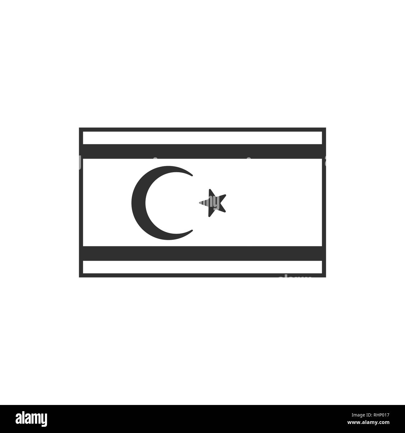 L'icône du drapeau de Chypre du Nord contour noir modèle plat. Date de l'indépendance ou de la fête nationale. Illustration de Vecteur