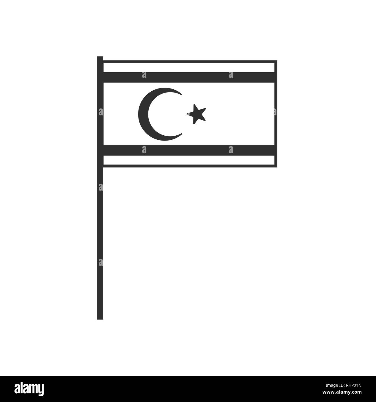 L'icône du drapeau de Chypre du Nord contour noir modèle plat. Date de l'indépendance ou de la fête nationale. Illustration de Vecteur