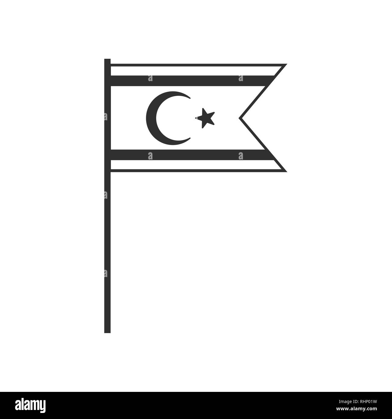 L'icône du drapeau de Chypre du Nord contour noir modèle plat. Date de l'indépendance ou de la fête nationale. Illustration de Vecteur