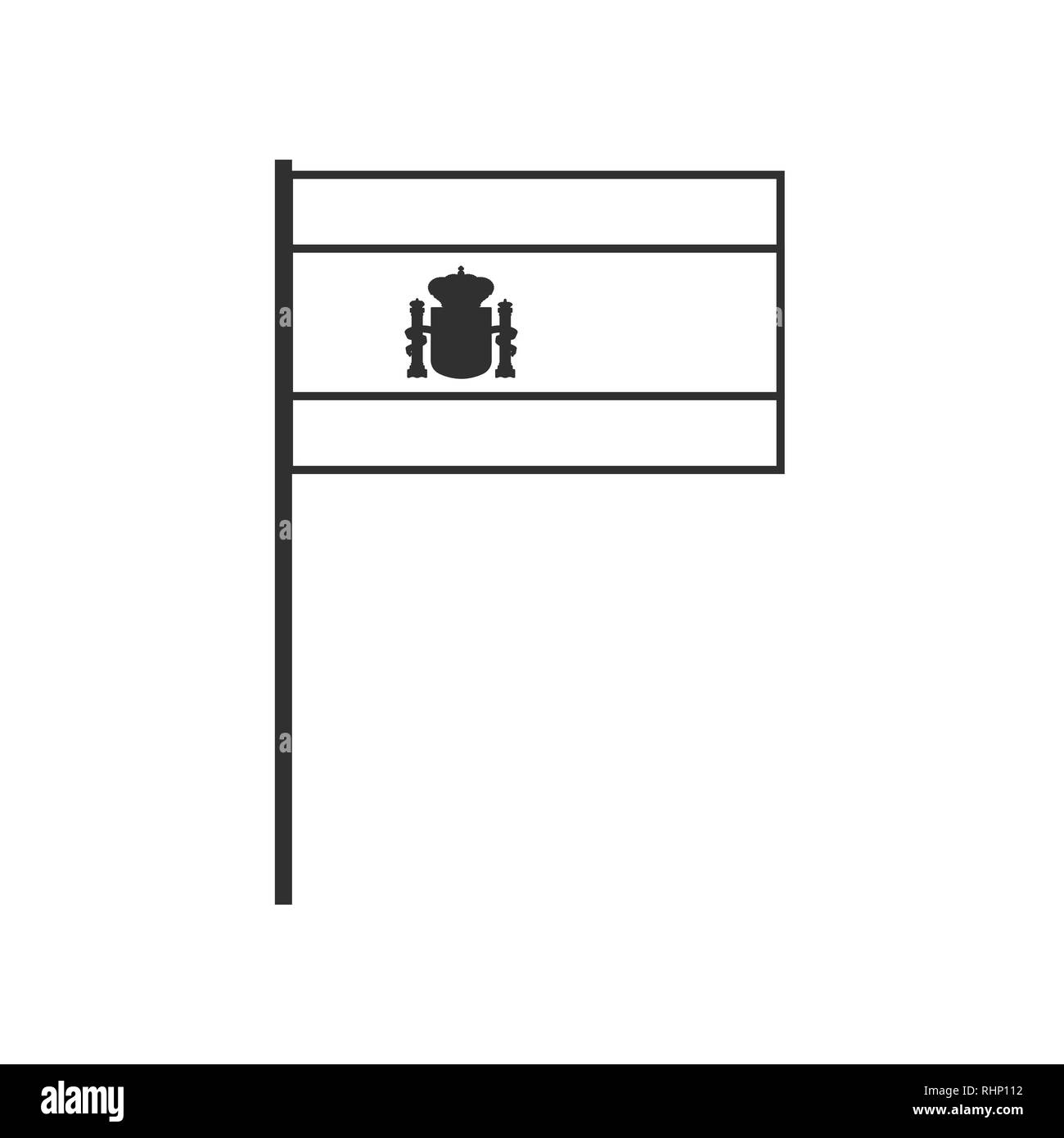 L'icône du drapeau de l'Espagne contour noir modèle plat. Date de l'indépendance ou de la fête nationale. Illustration de Vecteur