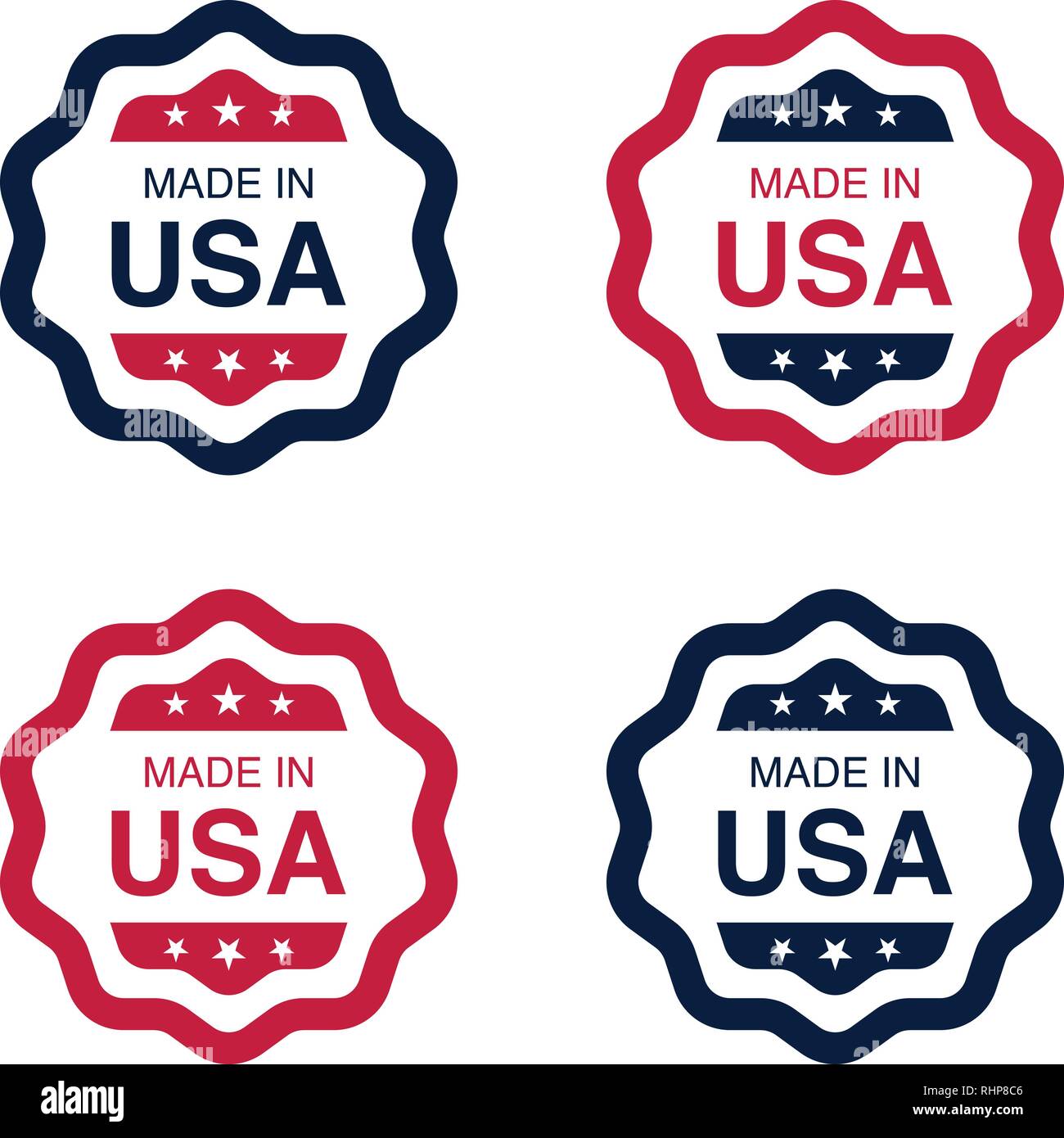 Ensemble de Made in USA (United States of America) Panneaux, étiquettes, et les emblèmes de l'illustration vectorielle. Illustration de Vecteur