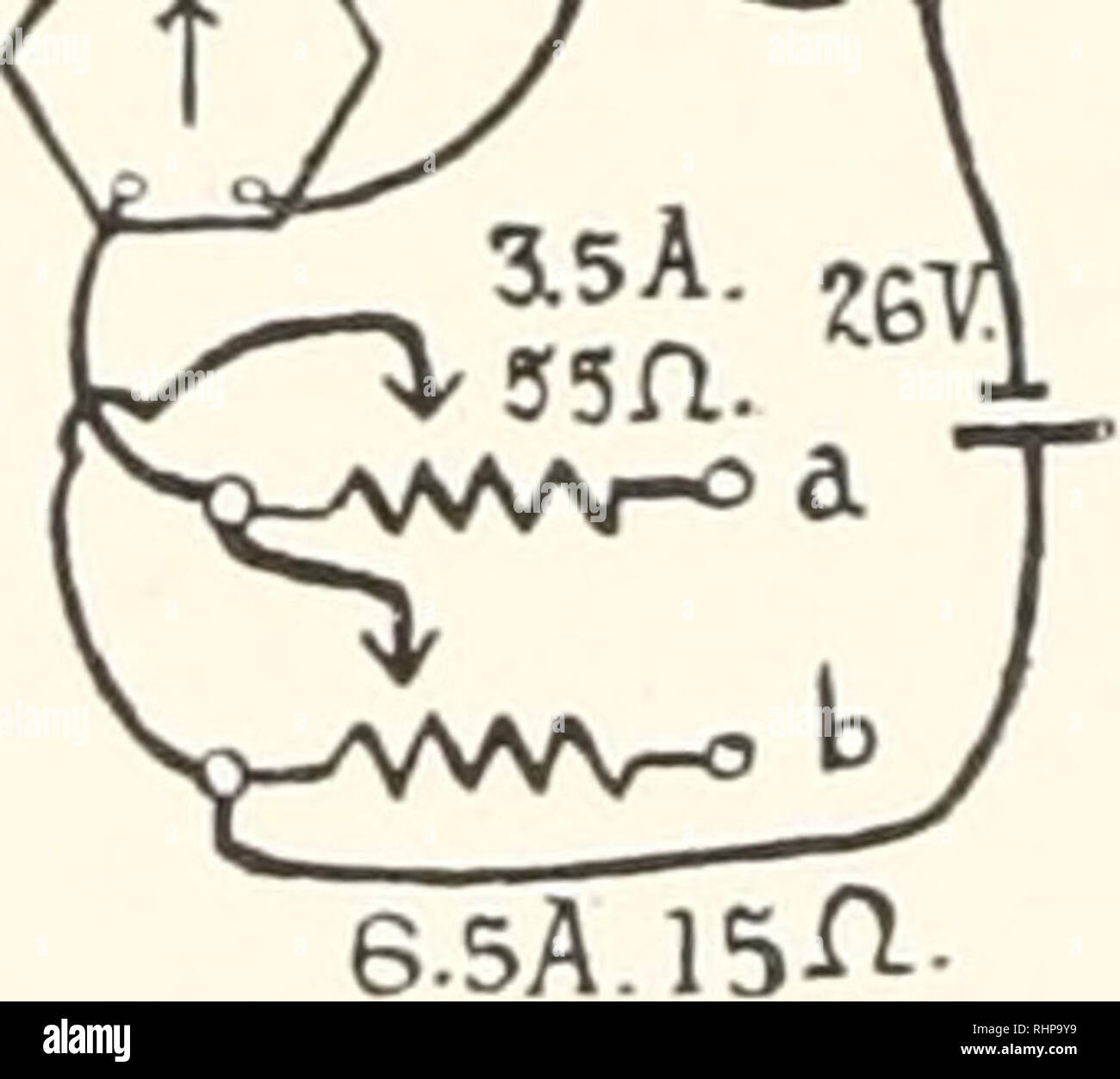 . Le bulletin biologique. Biologie ; zoologie ; biologie ; biologie marine. 2.&amp;A. 6 5A. FIG. 1. Schéma du pyromètre optique appliquée à l'estimation de la concentration d'hémoglobine dans des solutions diluées. Les symboles sont expliqués dans le texte. Le pyromètre est une petite lampe 3 volts avec une ampoule à incandescence en forme de U du tungstène d'environ 0,2 mm de diamètre ; tandis que l'arrière-plan est une ampoule lampe Mazda nominale de 26 volts, 6,6 ampères, 2 500 L. Les deux lampes sont dirigés par des piles de stockage puisque les circuits de ligne fluctuent trop pour permettre un contrôle adéquat. De nombreuses observations sont faites d'un am- mètre (G) en ser Banque D'Images