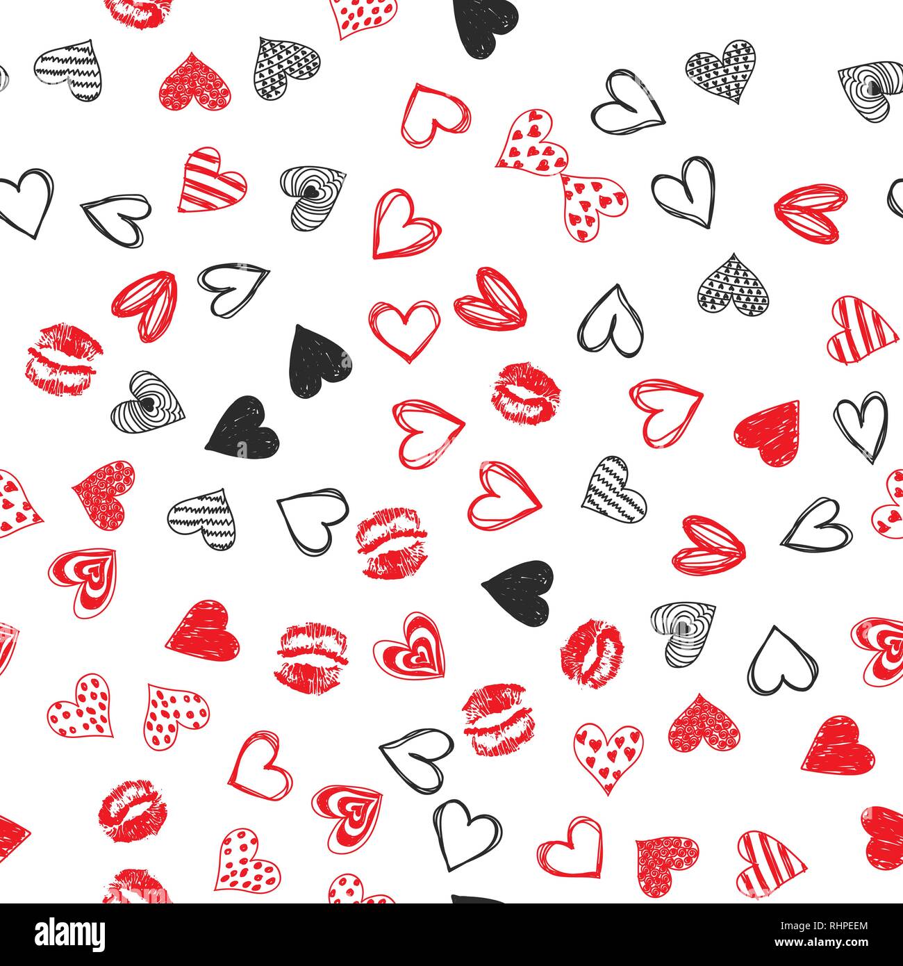Doodle love heart Valentines Day seamless Illustration de Vecteur