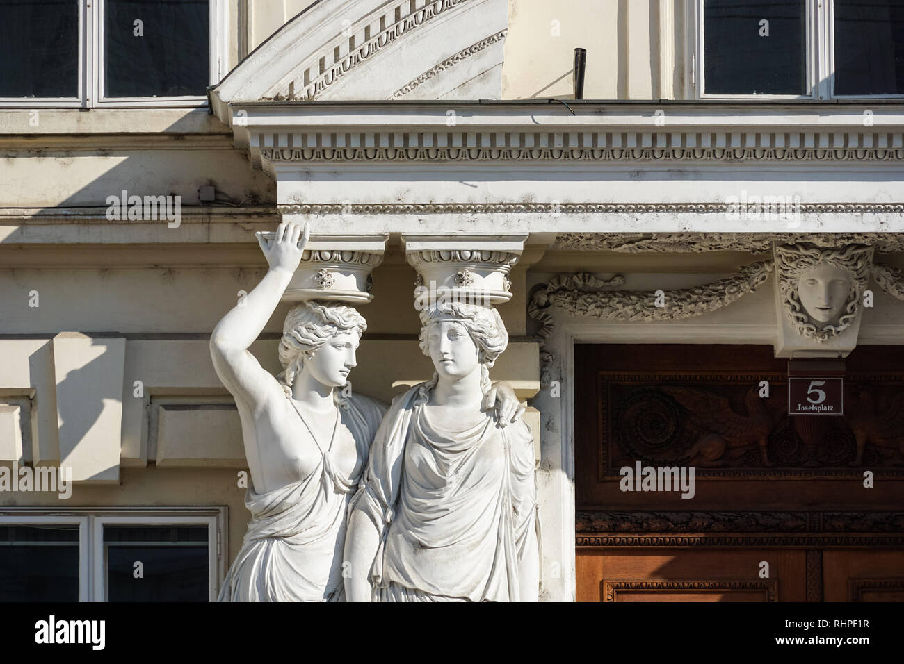 Les détails architecturaux sur les bâtiments à Vienne, Autriche Banque D'Images