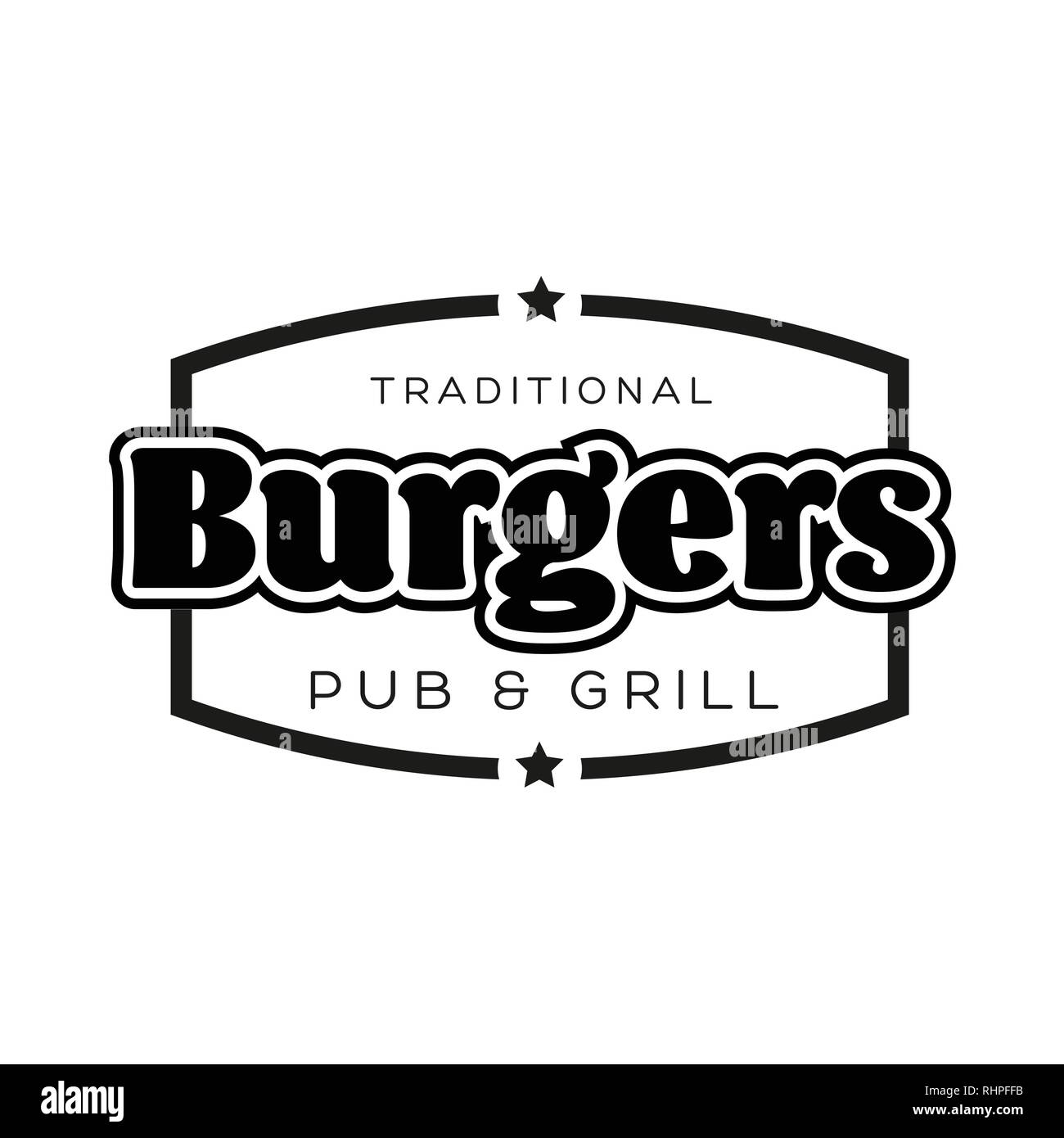 Logo noir signe Vintage Burgers Illustration de Vecteur