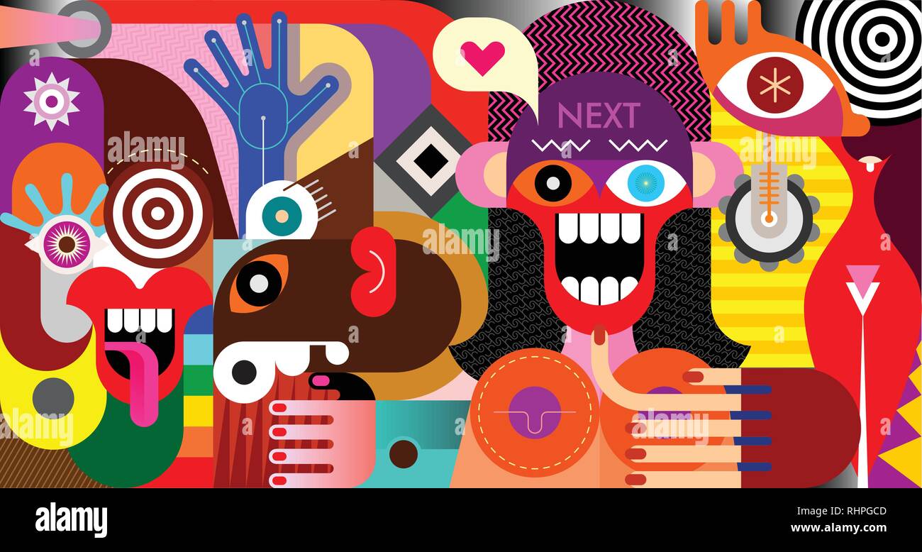 L'art abstrait contemporain les réseaux sociaux vector illustration. La vie dans les médias sociaux. Illustration de Vecteur