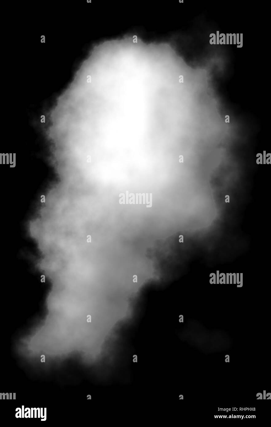 Cloud - blanc, seul, isolé sur fond noir - 3D Rendering Banque D'Images