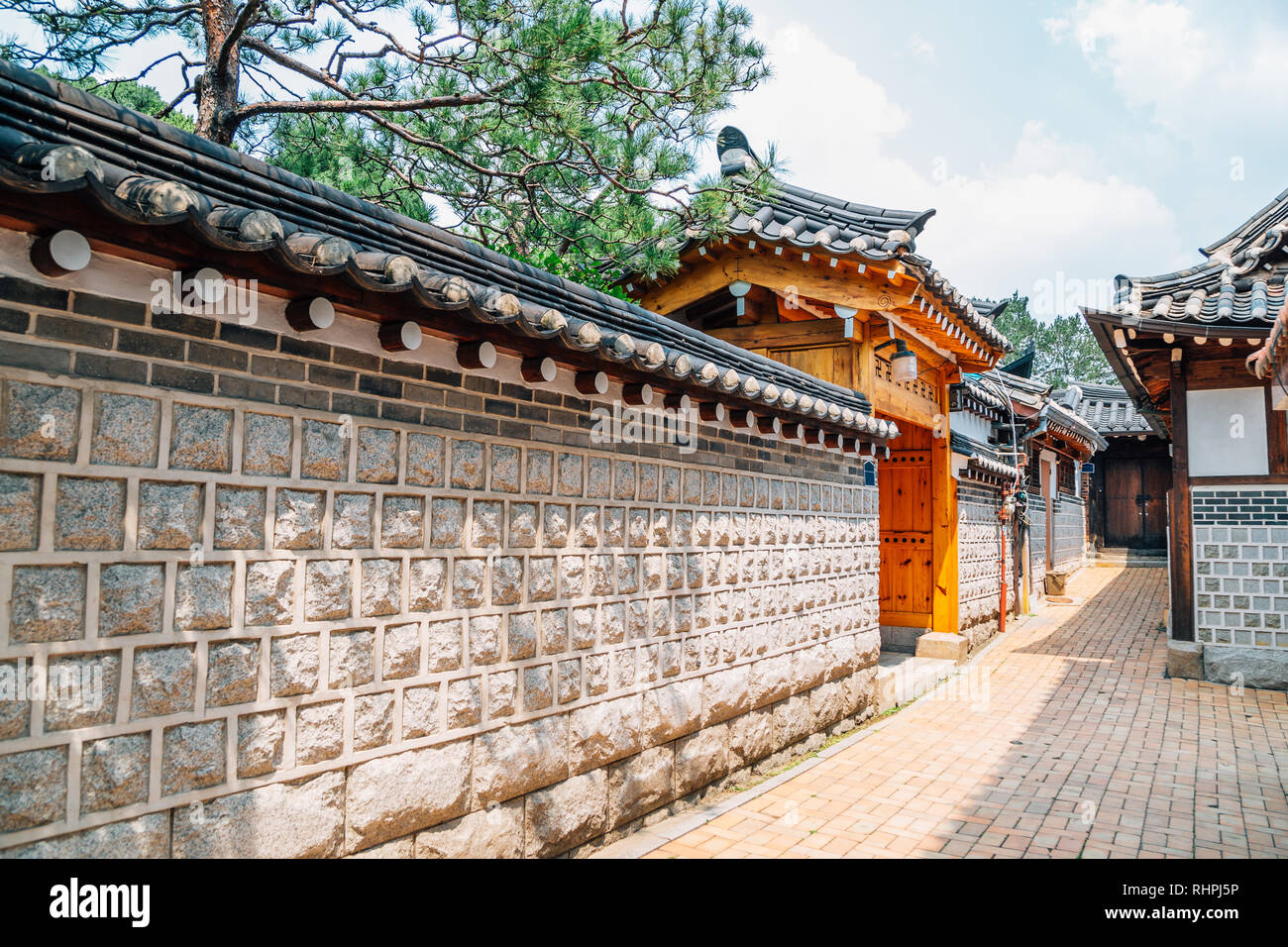 Maison traditionnelle coréenne au village de Bukchon Hanok à Séoul, Corée Banque D'Images