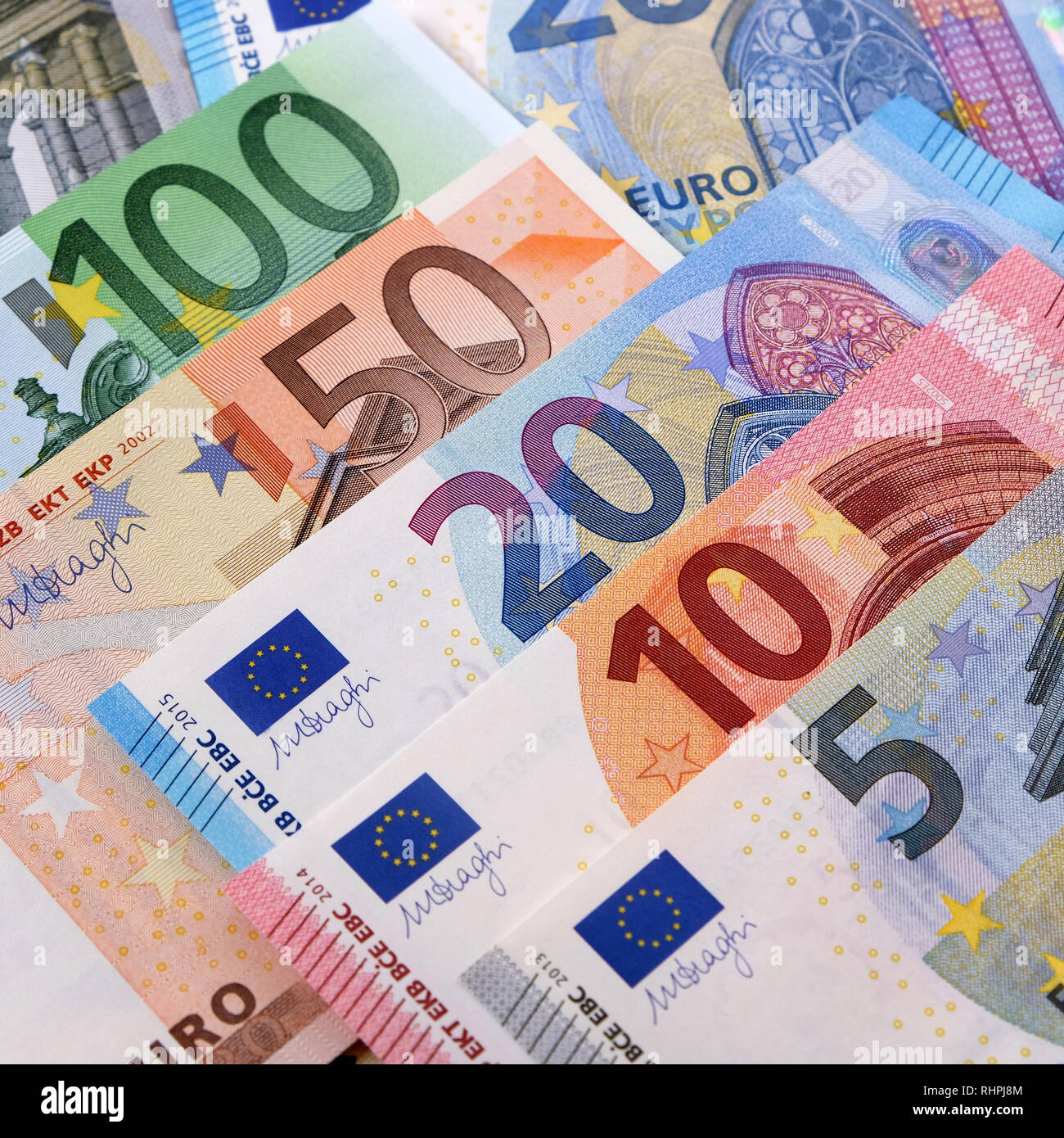 Divers billets de monnaie euro Banque D'Images