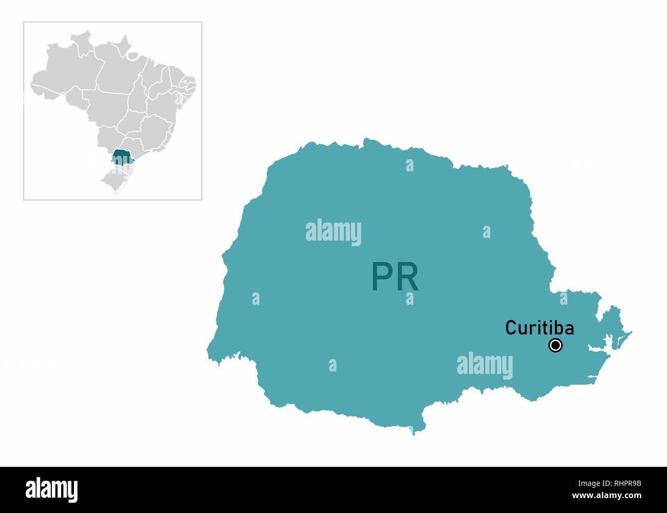 Illustration de l'État de Parana et son emplacement dans la carte du Brésil Illustration de Vecteur