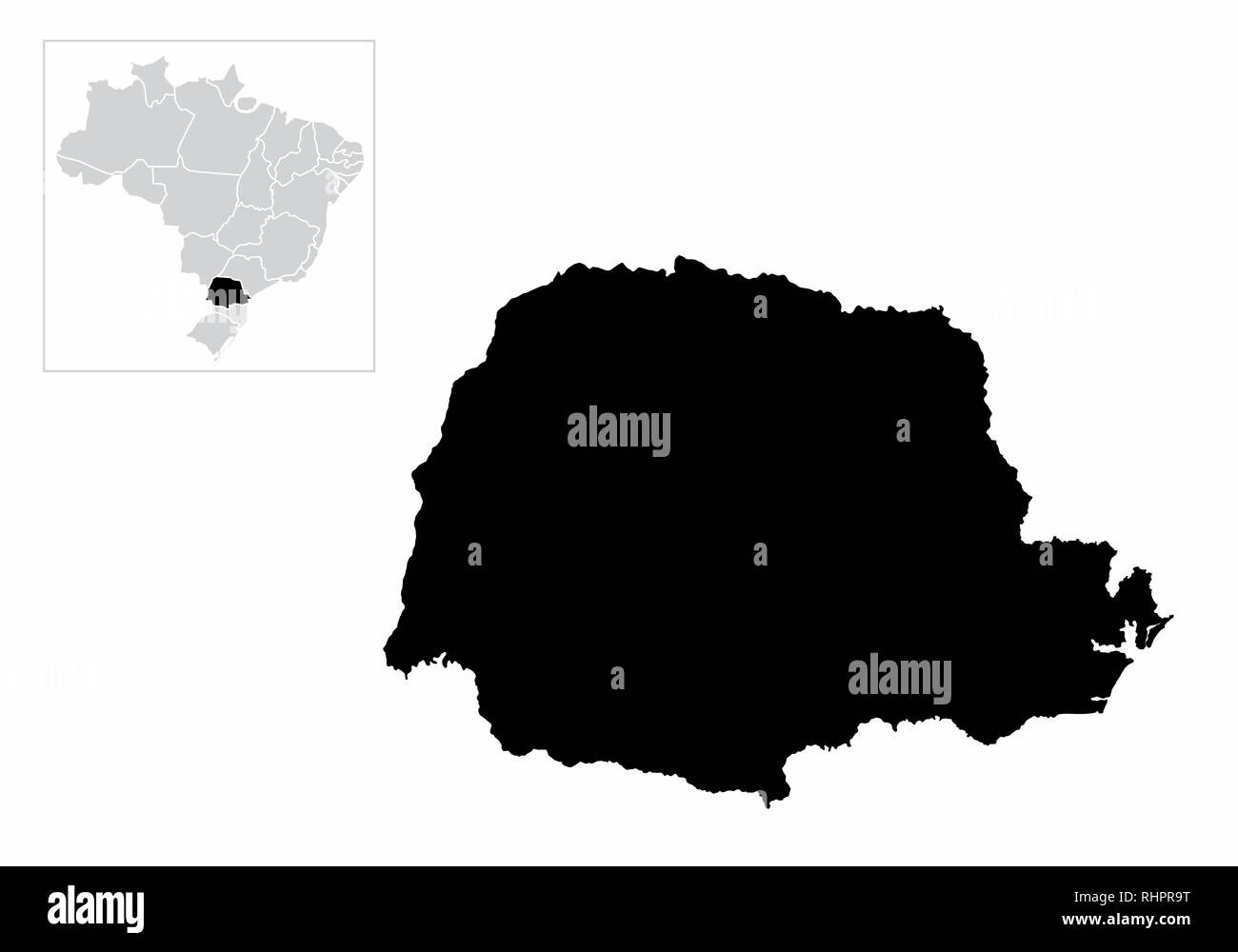 Illustration de l'État de Parana et son emplacement dans la carte du Brésil Illustration de Vecteur