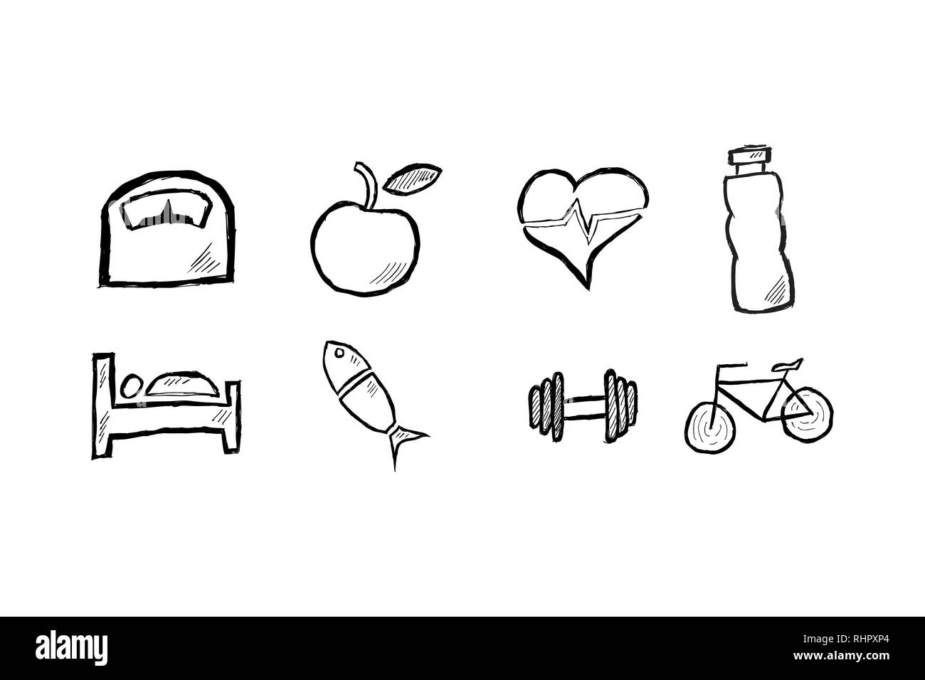 Les icônes de la main concept santé Illustration de Vecteur