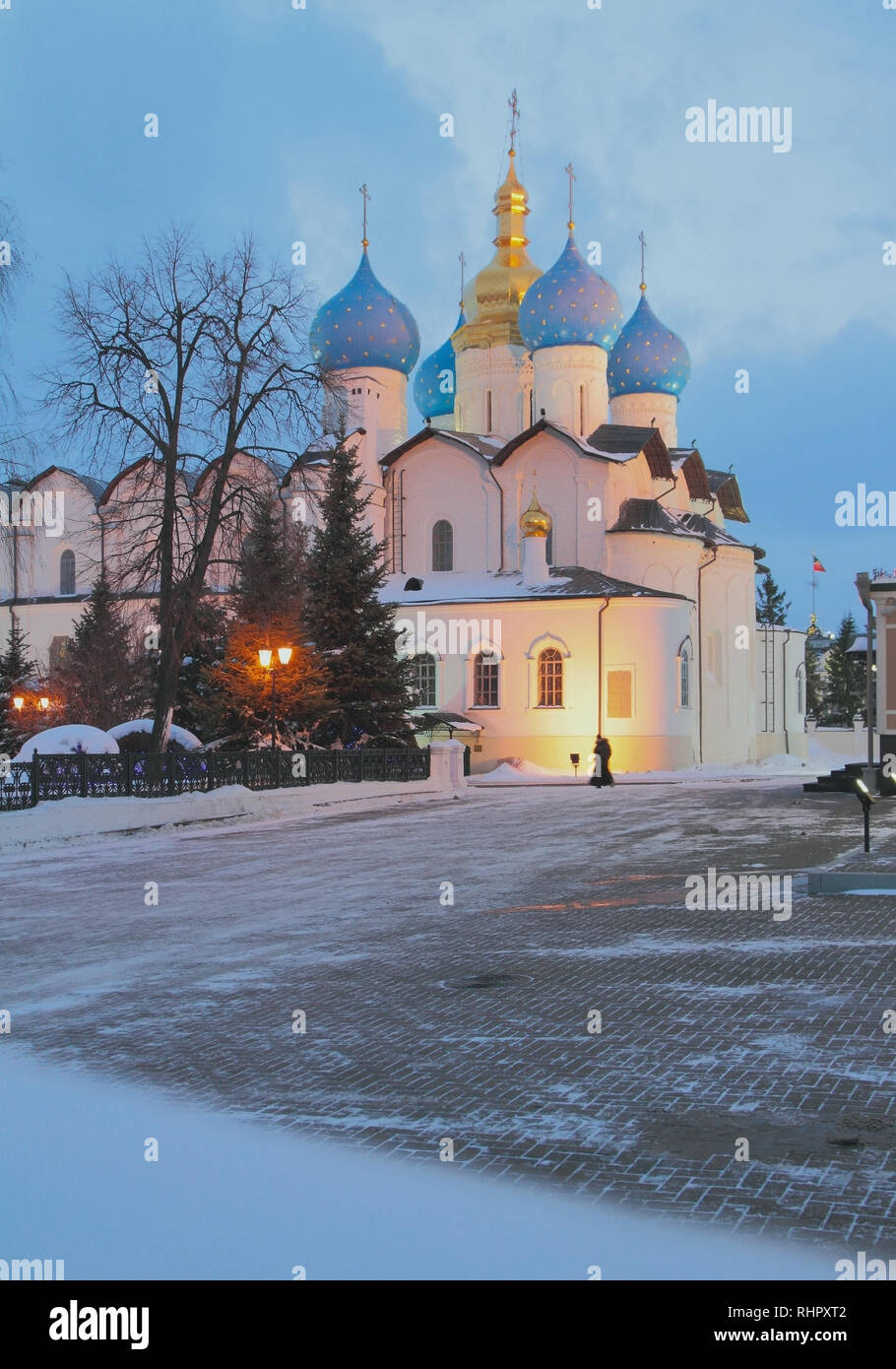 Blagoveshchensky cathédrale en soirée en janvier. Kazan, Russie Banque D'Images