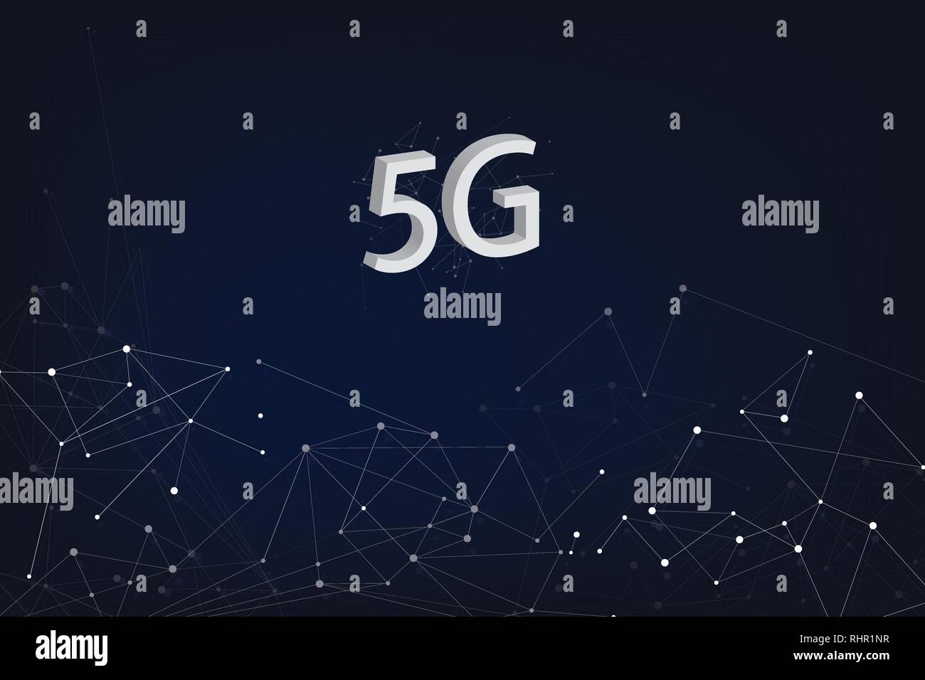 Abstract Digital Network Concept pour nouvelle Cellule Internet 5G sur fond sombre abstrait Illustration de Vecteur