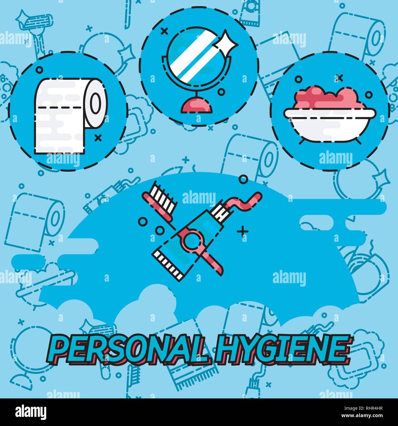 Hygiène quotidienne personnelle concept design set de salle de bains isolés articles vector illustration Illustration de Vecteur
