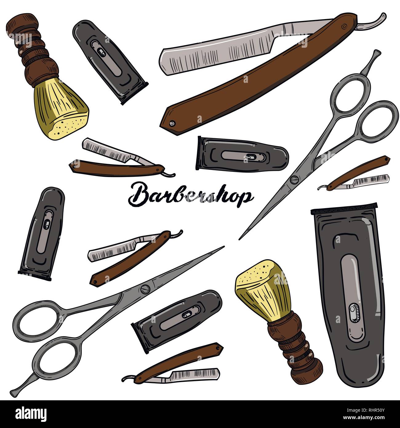 Ensemble de gadget à la main des icônes avec la manette de jeu, téléphone, tablette, pc, carte flash, écouteurs, montres et autres Illustration de Vecteur