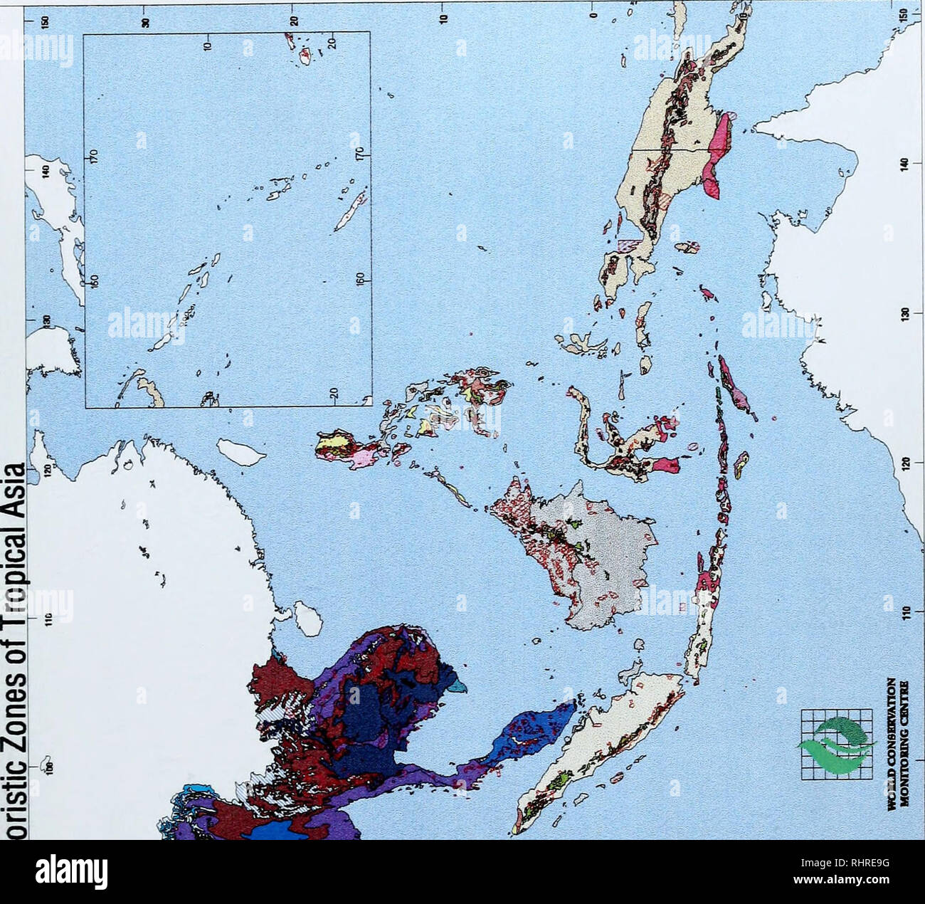 . La conservation de la biodiversité dans les tropiques : les lacunes de la protection de l'habitat et les priorités en matière de financement. Le WCMC. Série 6 de la biodiversité Ecofloristic zones. . O o UJ. Veuillez noter que ces images sont extraites de la page numérisée des images qui peuvent avoir été retouchées numériquement pour plus de lisibilité - coloration et l'aspect de ces illustrations ne peut pas parfaitement ressembler à l'œuvre originale.. Le WCMC. Le WCMC Banque D'Images