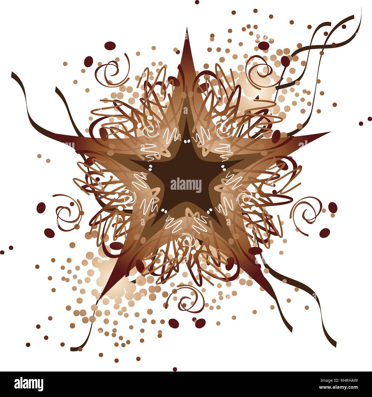 Stilized brown Star, résumé de déco, fond blanc, décor de vacances Illustration de Vecteur