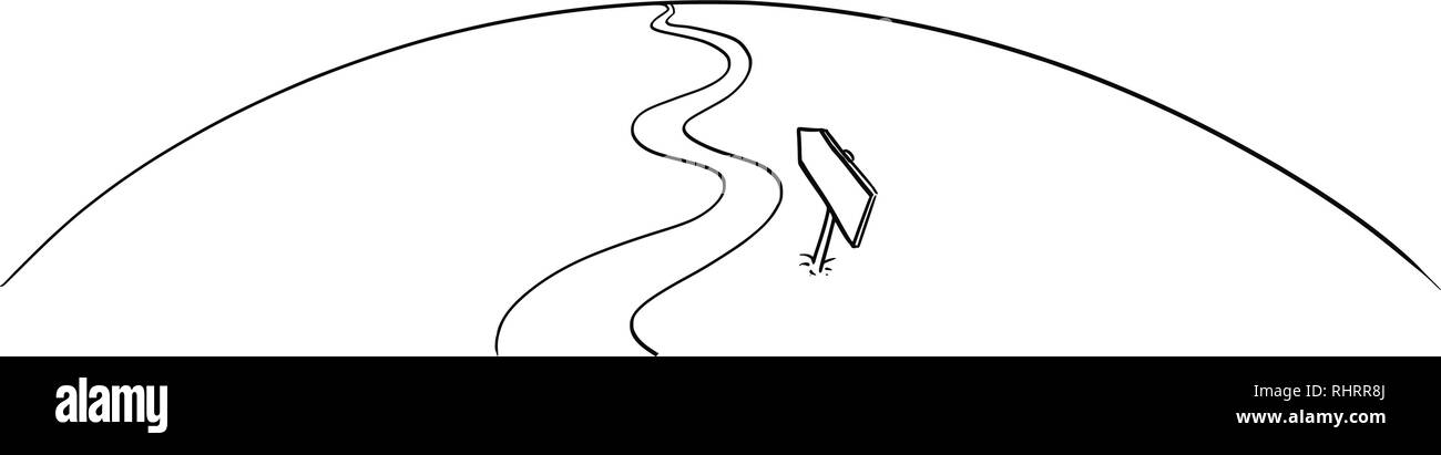 Dimensions de la voie Winding conceptuel de l'avant avec la flèche de signer Illustration de Vecteur
