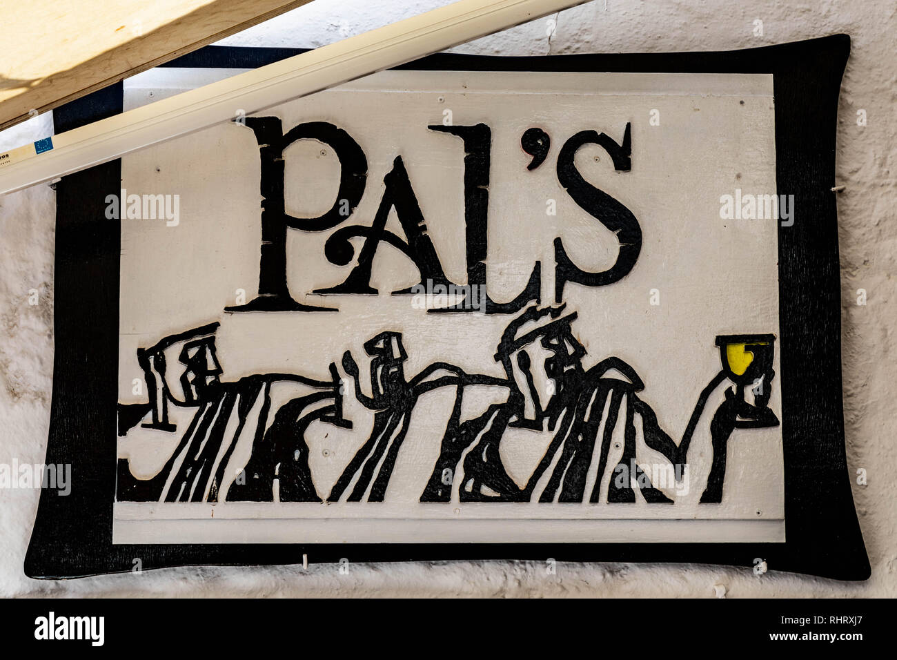 Pal's Bar, lieu touristique à Lindos, Grèce. Banque D'Images
