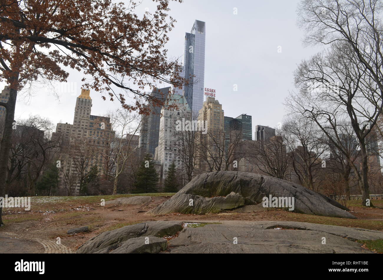 New York skyline de Central Park Banque D'Images