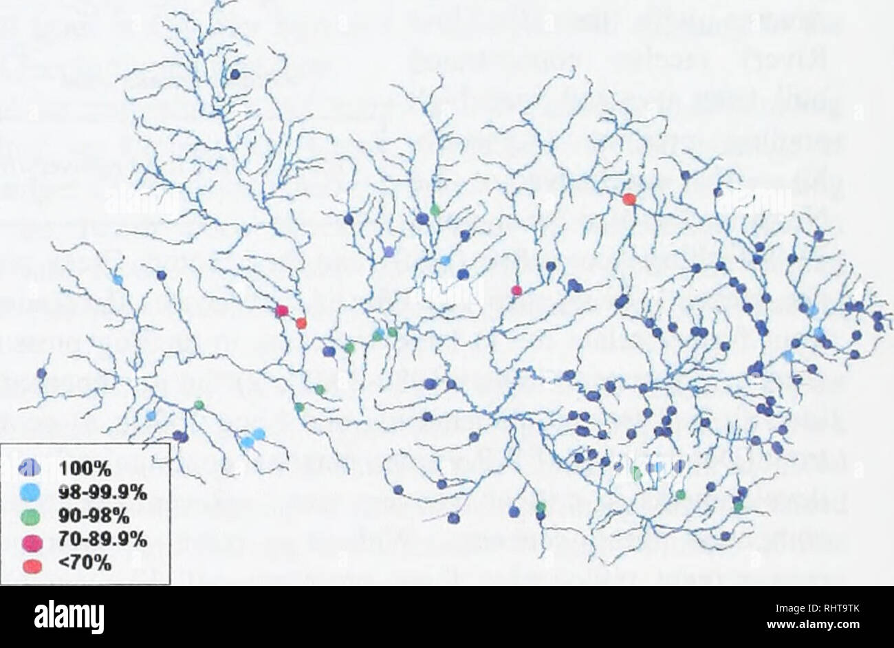 . La grande restauration de la rivière Blackfoot rapport d'avancement pour 2002 et 2003 . Les populations de poissons ; poissons ; gestion des pêches ; la pêche à la truite ; écologie ; les flux de la rivière Blackfoot (Mont. ). Et la truite fardée de Yellowstone, la surpêche et de la compétition avec l'omble de fontaine et la truite brune (Likncs 1984 ; Allendorf et Leary, 1988 ; Liknes et Graham, 1988 ; Mcintyre et Rieman, 1995 ; Shepard et al. 2003). Dans le bassin versant des Pieds-Noirs, WSCT -93 % d'occuper de répartition historique, contre -39 % des territoires de répartition historique de l'état. Le Blackfoot River soutient également l'une des plus grandes populations de méta-fluviale Banque D'Images