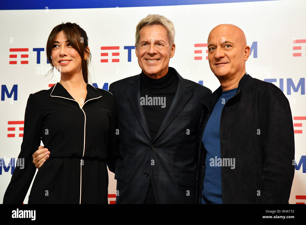 Gian Mattia D'Alberto / lapresse 04-02-2019 Sanremo IM Spettacolo 69mo Festival della canzone italiana Conferenza stampa organizzazione nella foto : Virginia Raffaele, Claudio Baglioni, Claudio Bisio Gian Mattia D'Alberto / lapresse 2019-02-04 Sanremo IM 69e festival de la chanson italienne à la conférence de presse de l'Organisation photo : Virginia Raffaele, Claudio Baglioni, Claudio Bisio Banque D'Images