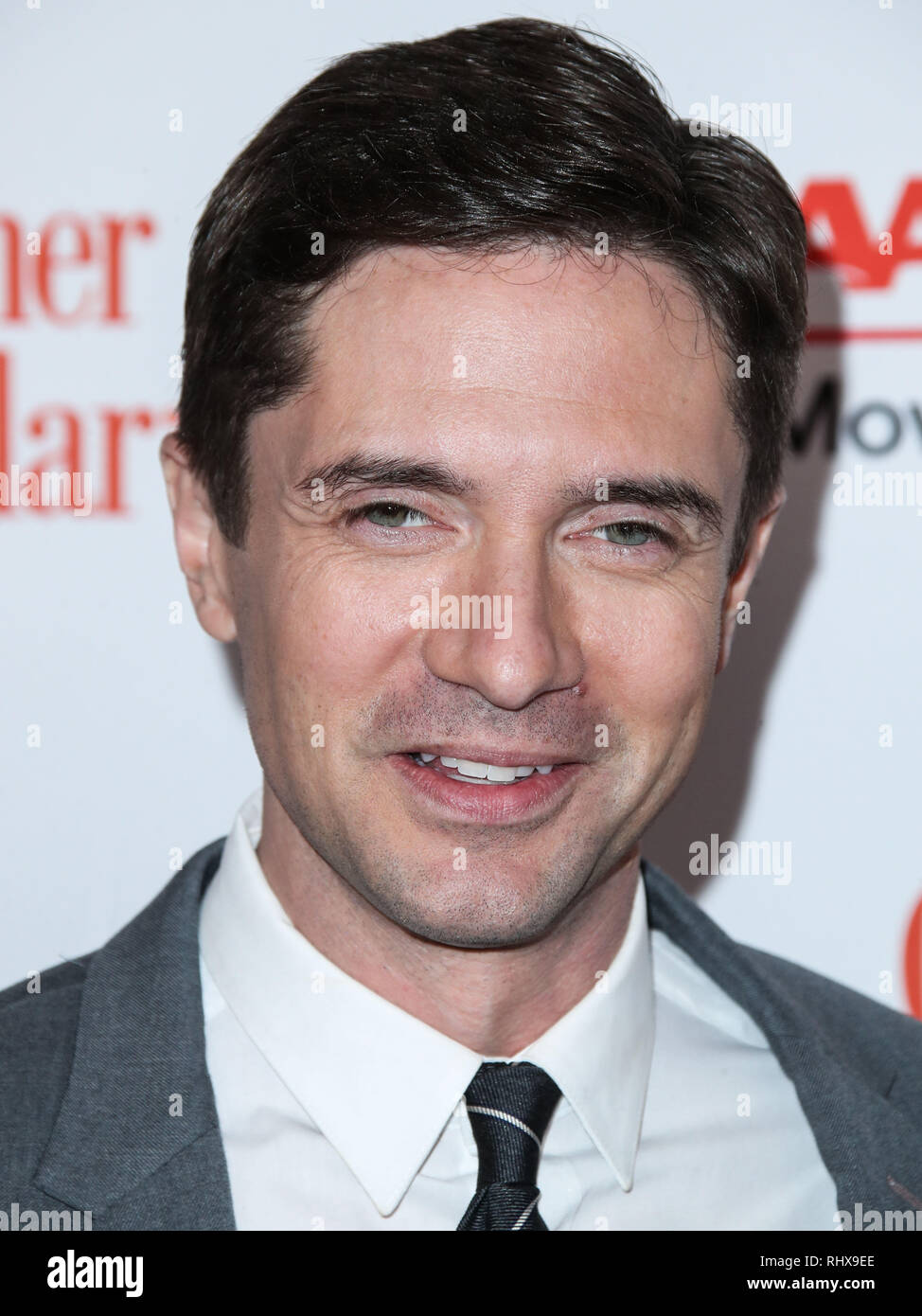 BEVERLY HILLS, LOS ANGELES, CA, USA - 04 février : l'Acteur Topher Grace arrive à l'AARP Magazine's 18th Annual les films pour adultes bourses détenues au Beverly Wilshire Four Seasons Hotel le 4 février 2019 à Beverly Hills, Los Angeles, Californie, États-Unis. (Photo par Xavier Collin/Image Press Office) Banque D'Images