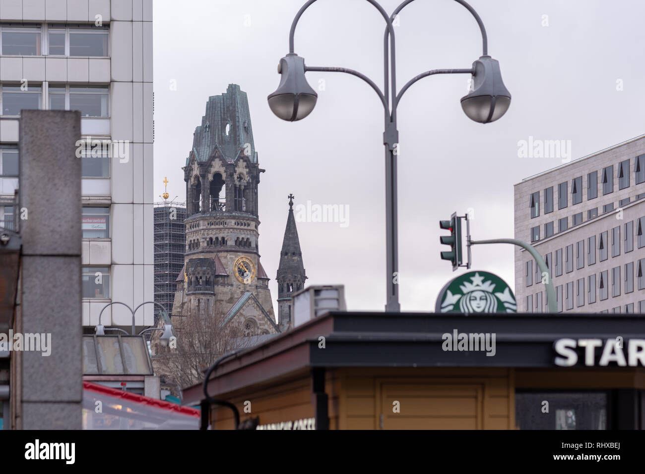Berlin, Allemagne - le 29 janvier 2019 : Vue de l'Eglise du Souvenir Gedächtniskirche à Berlin., Deutschland. Banque D'Images